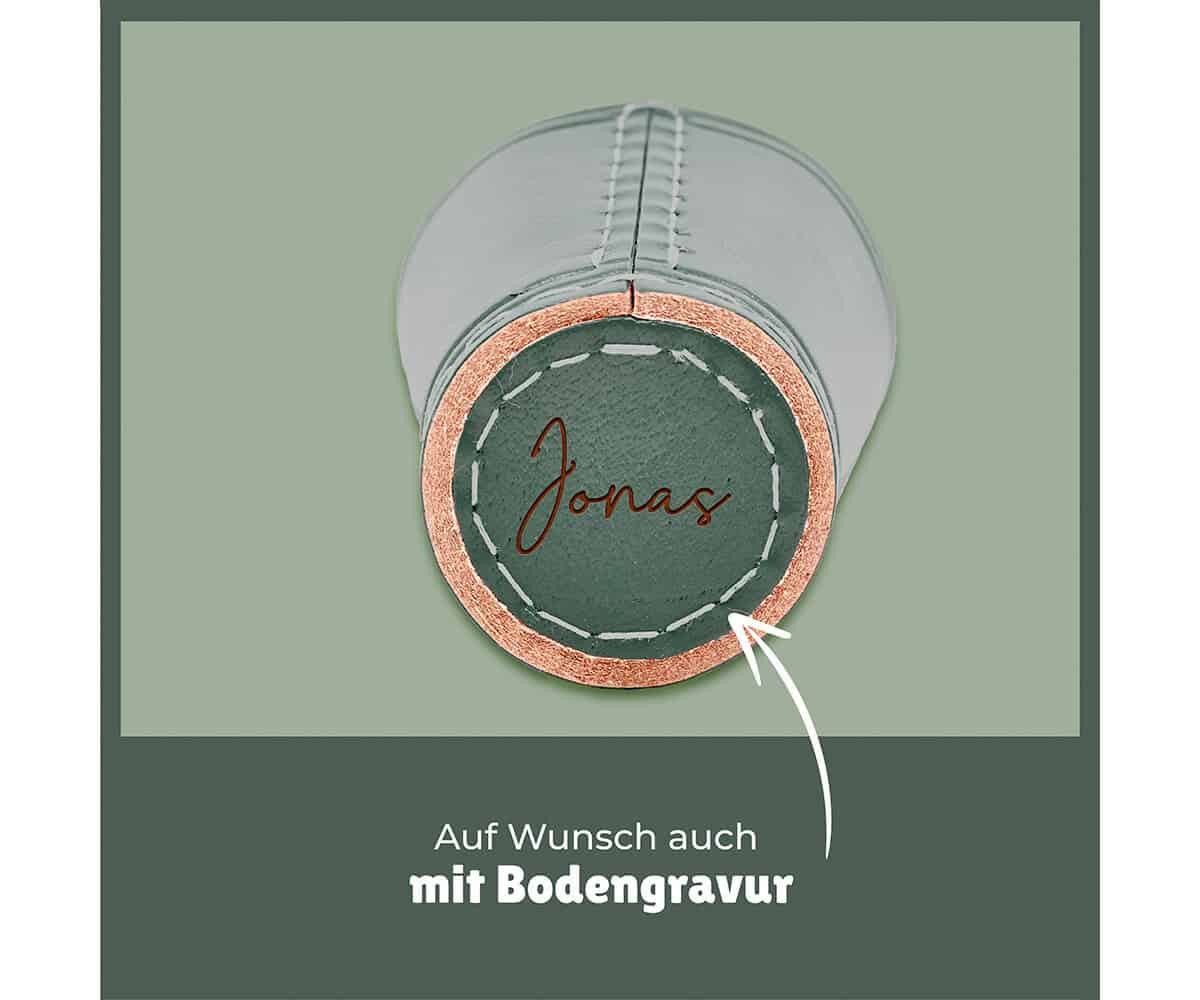 Leder Würfelbecher mit Gravur - DUNKELGRUEN - inkl. 5 Würfel