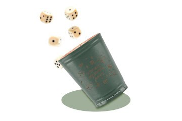 Leder Würfelbecher mit Gravur - DUNKELGRUEN - inkl. 5 Würfel