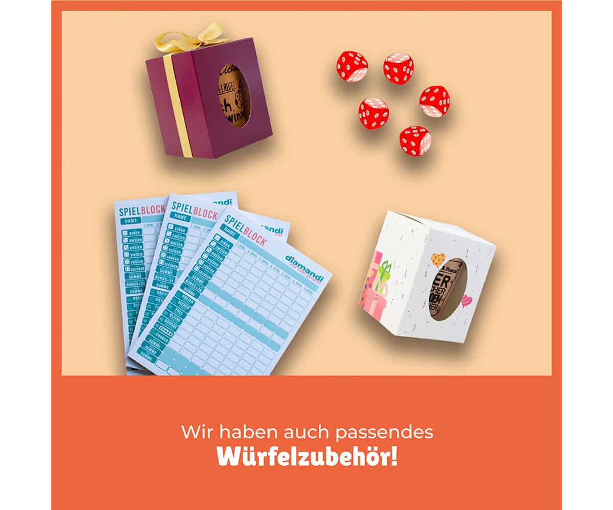 Leder Würfelbecher mit Gravur - ORANGE - inkl. 5 Würfel