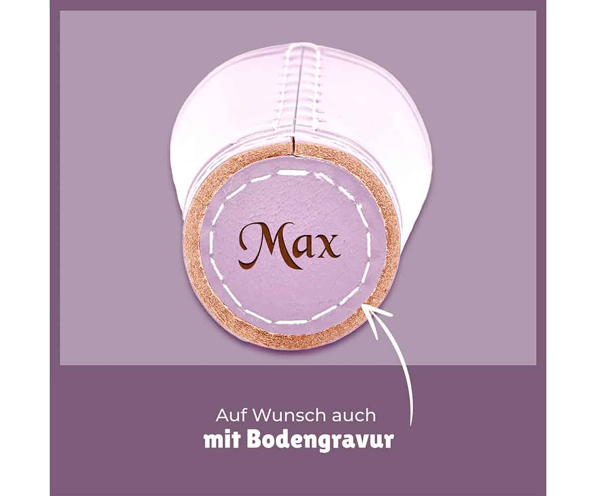 Leder Würfelbecher mit Gravur - FLIEDER - inkl. 5 Würfel