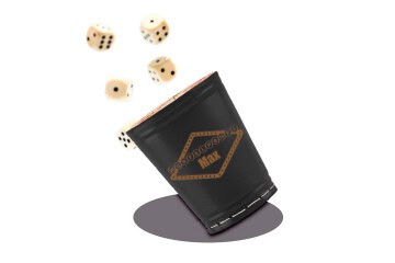 Leder Würfelbecher mit Gravur - SCHWARZ - inkl. 5 Würfel