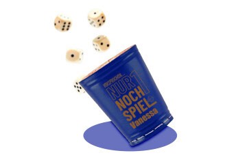 Leder Würfelbecher mit Gravur - Blau - inkl. 5 Würfel